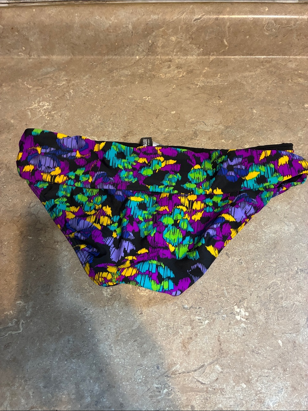 Allen B Vibrant Floral Tankini Set in Purple, Teal & Yellow Top- 12 Bottom- 10 - Picture 10 of 14